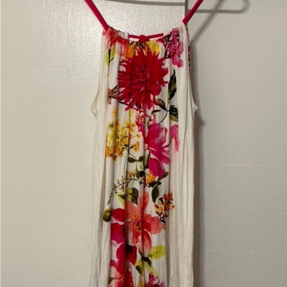White and Pink Halter Sundress for Casual Resort Wear